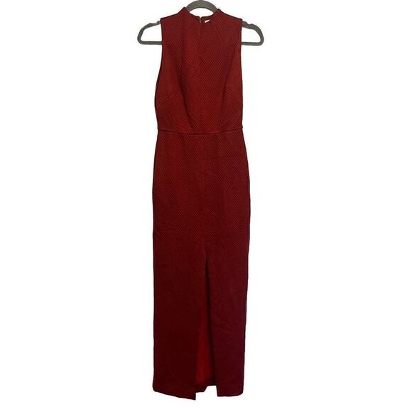 Alice + Olivia Gisela Mockneck Maxi Dress in Wine Red Size 4 - Picture 1 of 8